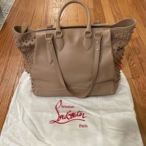 Christian Louboutin Tan Tote Bag with Red Accents